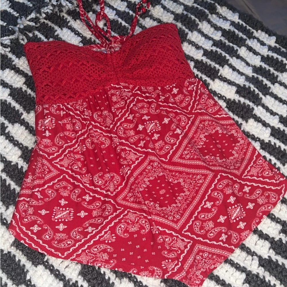 Red Bandana Print Women's Top
